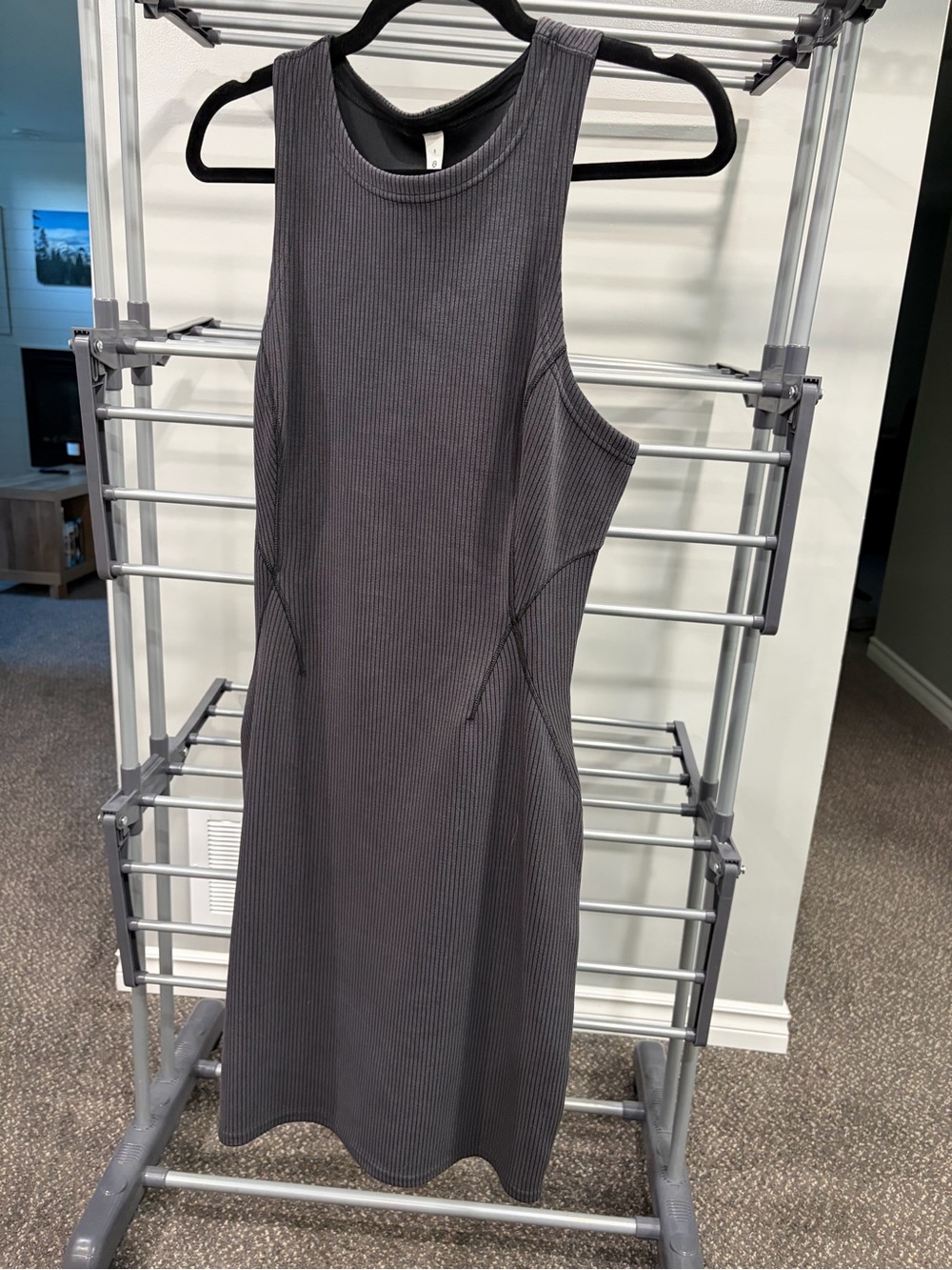 lululemon athletica Ribbed Sleeveless Bodycon Dress in Charcoal